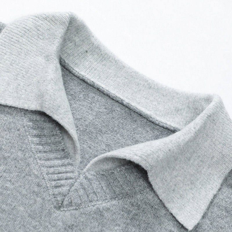 Dongjie No Logo Flus Autumn Fashion Lapel Sweater Jacket Men's Knitwear Solid Color Base Layer Shirt
