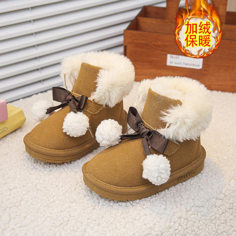 

Милые женские зимние угги с помпонами 2025 новая коллекция детские плюшевые теплые шерстяные хлопковые ботинки утолщенные большие хлопковые ботинки 28-33 yards, 6 pairs in one hand малиновый