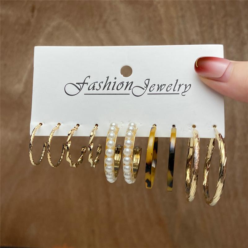 Modyle Vintage Pearl Butterfly Leopard Acrylic Earring Set For Women Girls Heart Earrings Elegant Wedding Party Jewellery