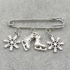 Winter Ice Skate & Snowflake Charm Brooch Golden Silvery Safety Pin for Women Skating Lover Jewelry