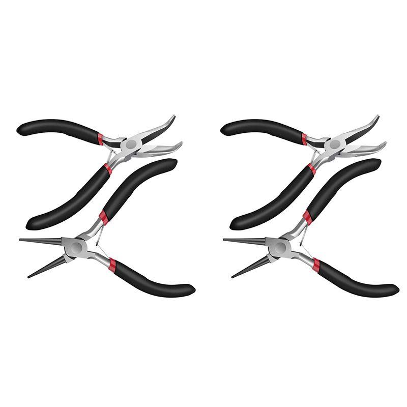 

4Pack Bent Chain Nose Pliers And Round Nose Pliers For Crafting And Repair, Jewelry Making Supplies-B61B