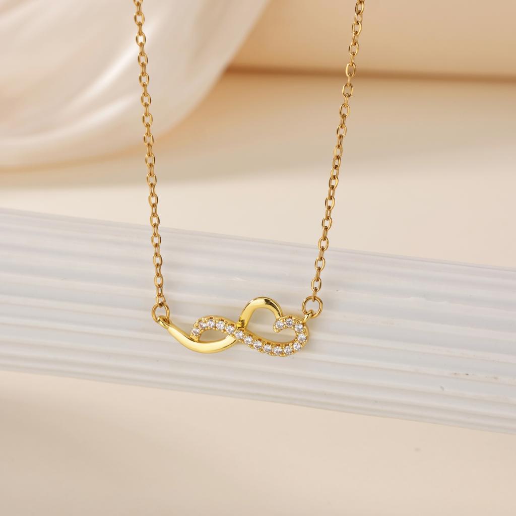 Bright Infinity Symbol Heart Stainless Steel Necklace for Women Mama 18K Gold-plated Anti Fading Necklaces Jewelry Accessories