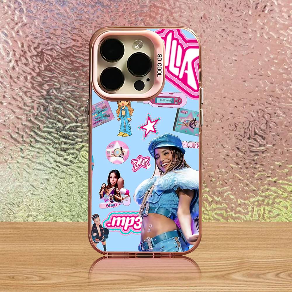 

Emilia Mp3 La Playlist Mpeg Phone Case For iPhone 16,15,14,13,12,11,Pro,Max,Plus,Mini,SE Pink Matte Laser Back Cover iPhone12