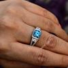 Vintage london Blue topaz ring Round cut, promise engagement ring, blue topaz ring 925 sterling silver , blue topaz halo rings for women