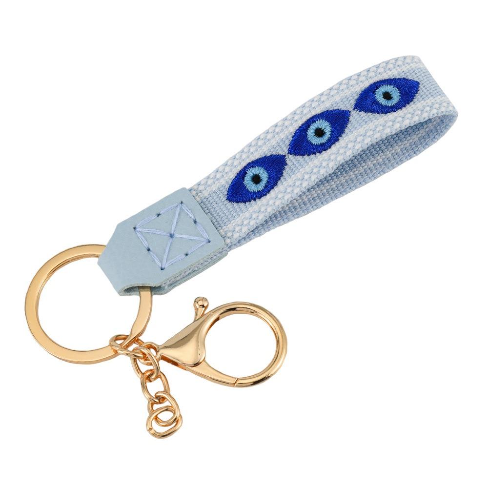 

Pu Leather Devil s Eye Keychain Anti-Lost Embroidery Lanyard Blue Eye Pendant Bag Accessories Style 1