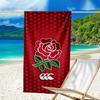Asciugamano da Spiaggia in Microfibra con Emblema Rosa del Rugby Inglese, Leggero e Asciugatura Rapida, per Viaggi Estivi, Essenziale per la Spiaggia, Piscina all'Aperto