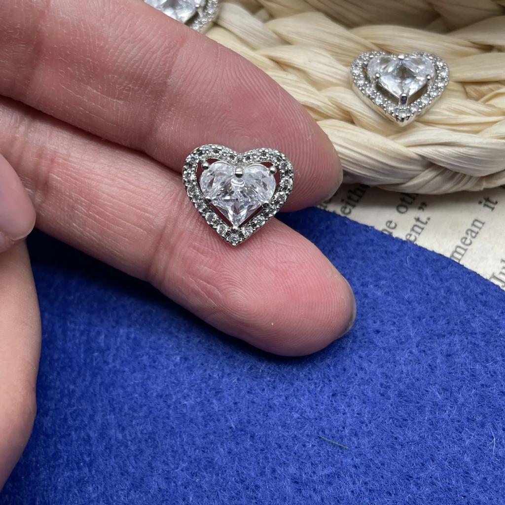 5pcs Super Sparkling Heart Shaped Copper Zircon Buttons Fashion Women's Cardigan Sweater Shirt