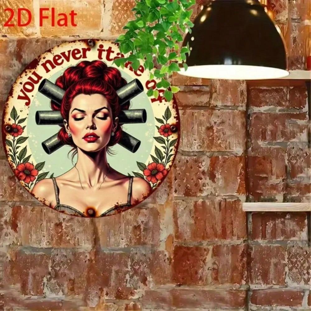 Vintage Redhead Woman Metal Tin Sign Retro Wall Art Home Bar Cafe Decor