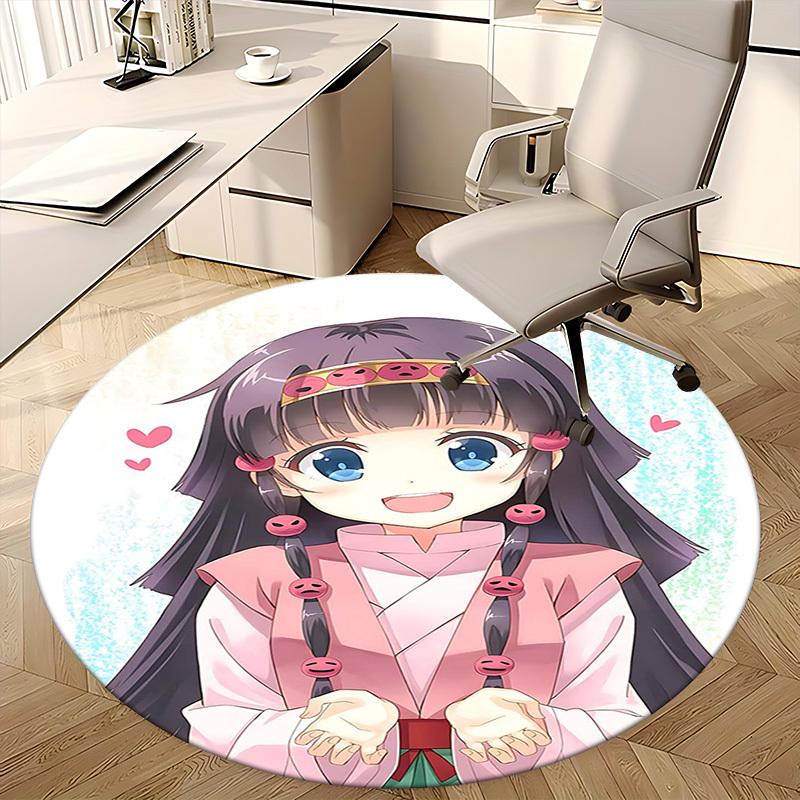 1pc Anime Cartoon Design Round Carpet Office Chair Mat, NonSlip Rug for Home Decor, Living Room