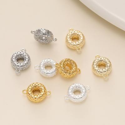 2Pcs/Pack 14/18K Gold Color Plated Double Ring Doughnut Pendants for Necklace Bracelets Jewelry Making Supplies Accessories