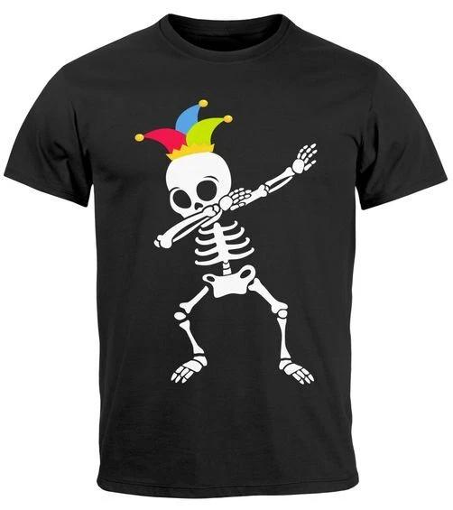 Mens 100% Cotton T-shirt Mens Tees Top Carnival Mardi Gras Dabbing Skeleton Costume Fancy Dress- L