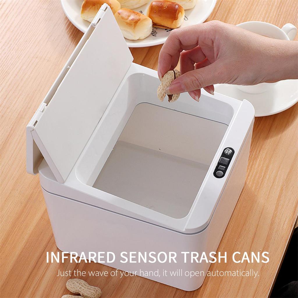 6L Touch Free Trash Cans Smart Induction Trash Bin Automatic Garbage Can Infrared Motion Sensor with Lid for Car