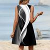 Canotta Estiva Senza Maniche Scollo a V con Tasca, Stampa Moda Donna, Abito Casual Largo