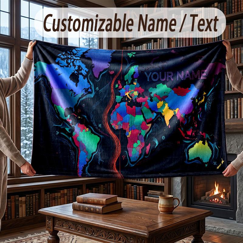 Abstract Personalized Theme Throw Blanket Custom Name Text Personalized Blanket Soft Cozy Blanket for Home Sofa Bed