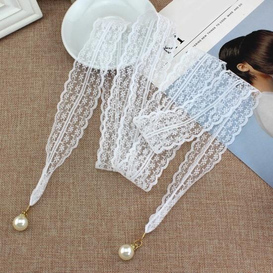 Women Lace Belt Hollow Design Lightweight Breathable Adjustable Waist Slimming Non-Fading Imitation Pearl Pendant Belt