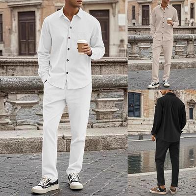 Übergröße Herren Casual Street Zweiteiler Modestil Basic Cord Oberteile und Bleistifthose Anzug Herren Sport 2-teiliges Outfit Neu