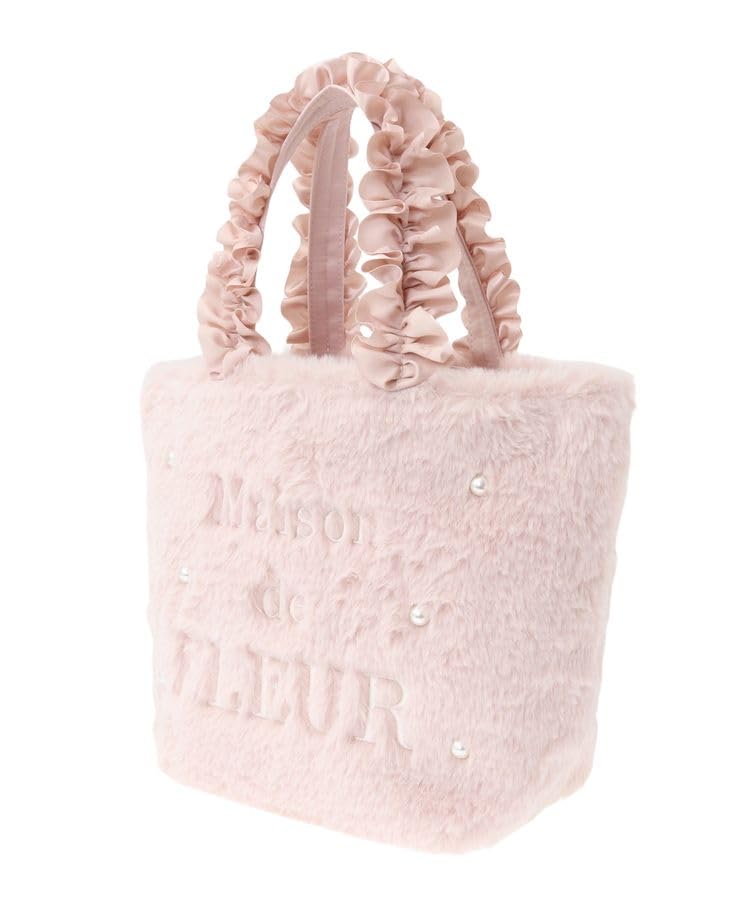 De Apparel Memorial Fur Pearl Frill Handle Tote Bag for Lavender [Maison Fleur] Women,