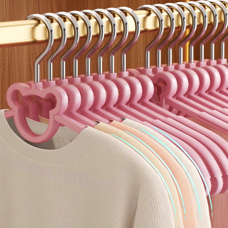 5/10 Stück Rosa/Weiß Niedliche Bären Kleiderbügel,Rutschfeste Platzsparende Dünne PP-Kleiderbügel für Mantel Jacke Kleid,Haushaltskleiderständer