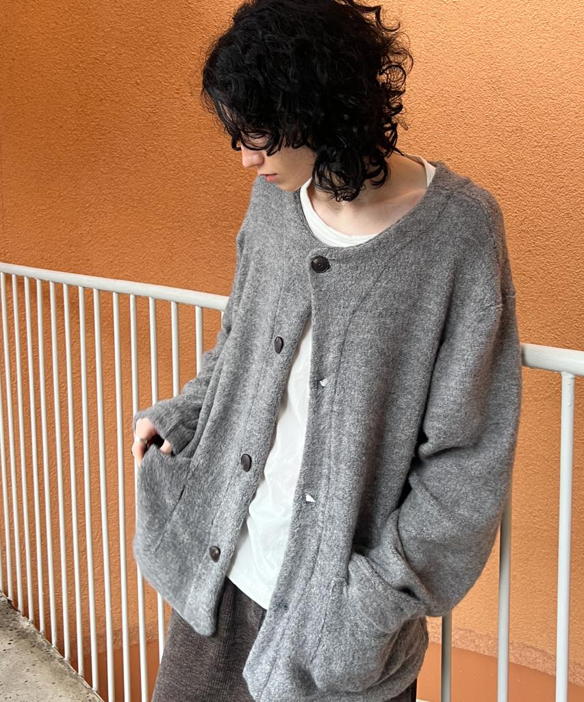 Azender Melange Pocket Cardigan Gray