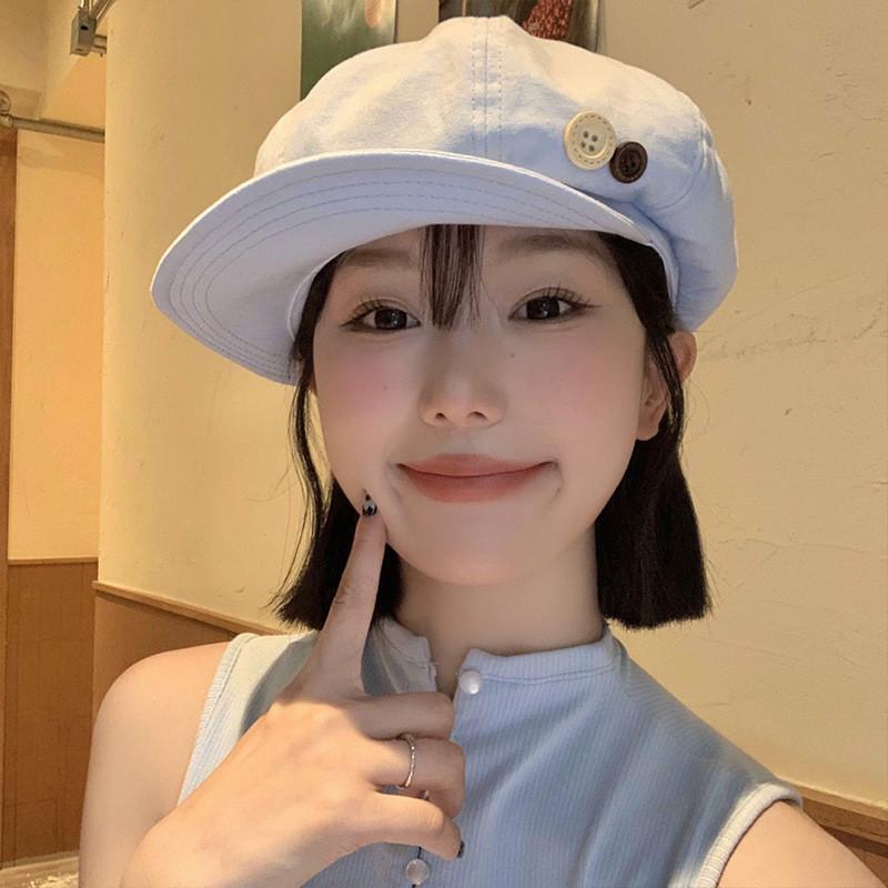 Vintage Japanese Blue Cloud Beret Hat For Women Summer Lightweight Versatile Style