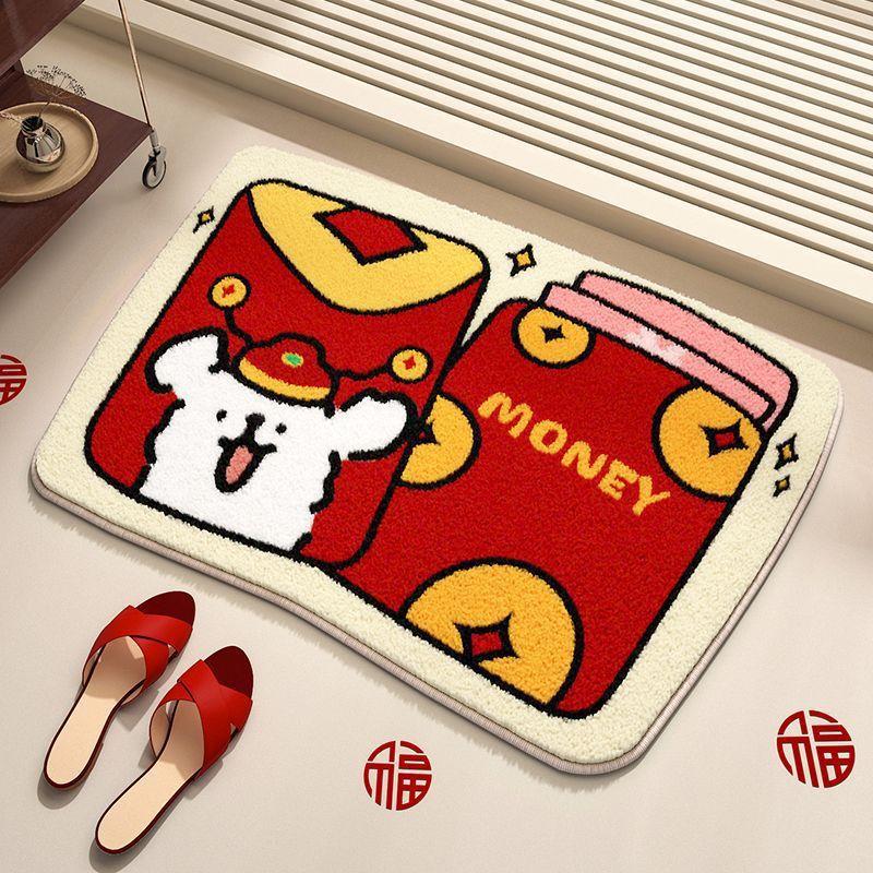 

Фацай Мешок с деньгами Имитация кашемира Коврик для ванной комнаты Входной коврик для двери Впитывающий воду и грязеотталкивающий коврик Бытовой коврик 50 * 80cm