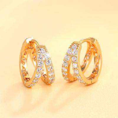 Huitan Simple Stylish Woman Hoop Earrings with Shiny Cubic Zirconia Daily Wearable Fashion Versatile Ear Accessories Jewelry