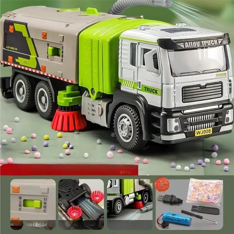1: 50 Alloy Environmental Sanitation Sweeping Vehicle Model Simulation Vacuum Cleaning Electric Sound And Light Boy Toy Car