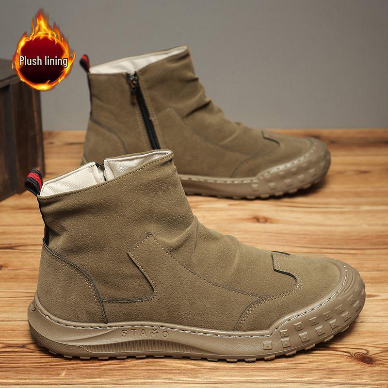 Men's 2025 Autumn Black High-Top Safety Leather Boots - Dirt-Resistant, Non-Slip, Versatile Work Shoes