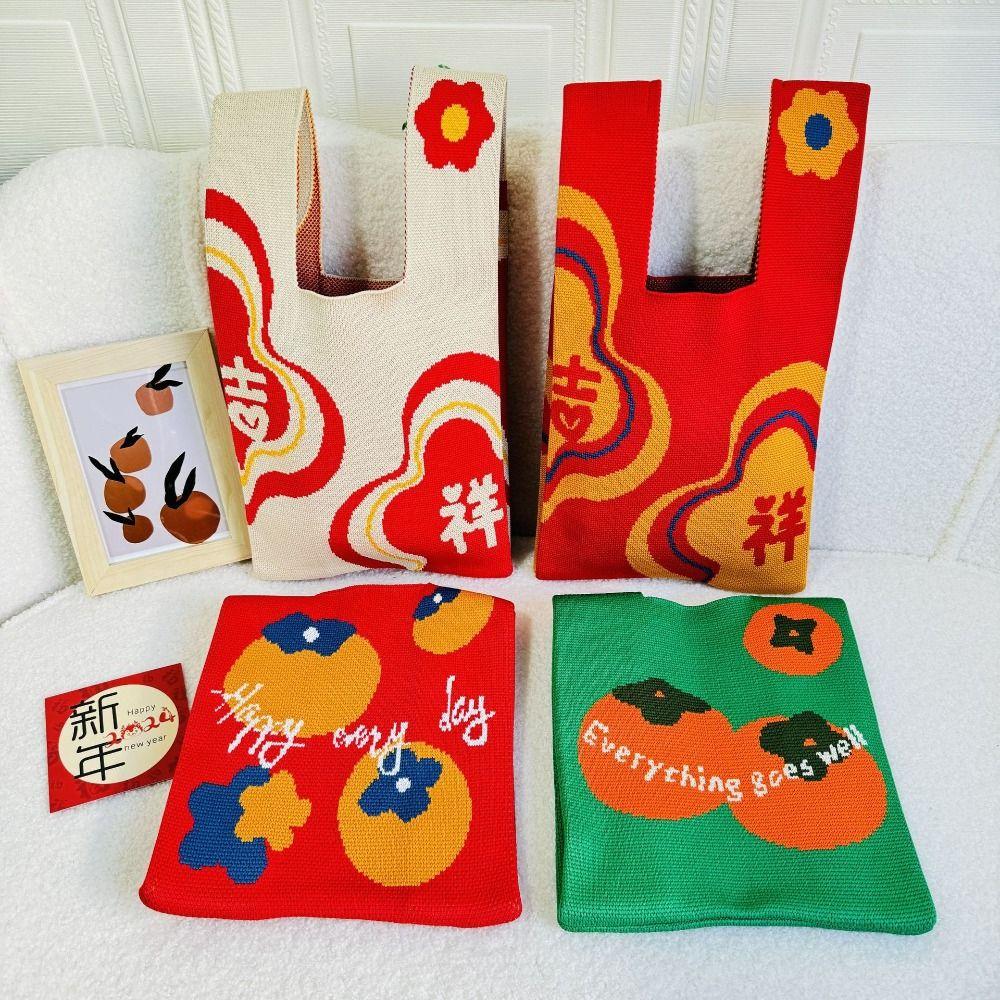 

Мини-вязаная сумка Большая вместительная сумка Модная сумка на запястье с узлом