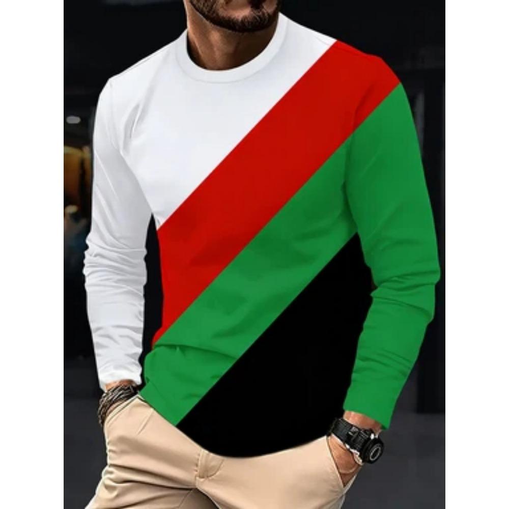 Herren Grafisches Langarm-T-Shirt Cool Bedruckt Rundhals Lässig Streetwear Oberteil