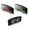 Digital Alarm Clock Curved Flat Large Display LED Electronic Digital Desktop Clock Bedroom Noise-free Function Desk Table Clock