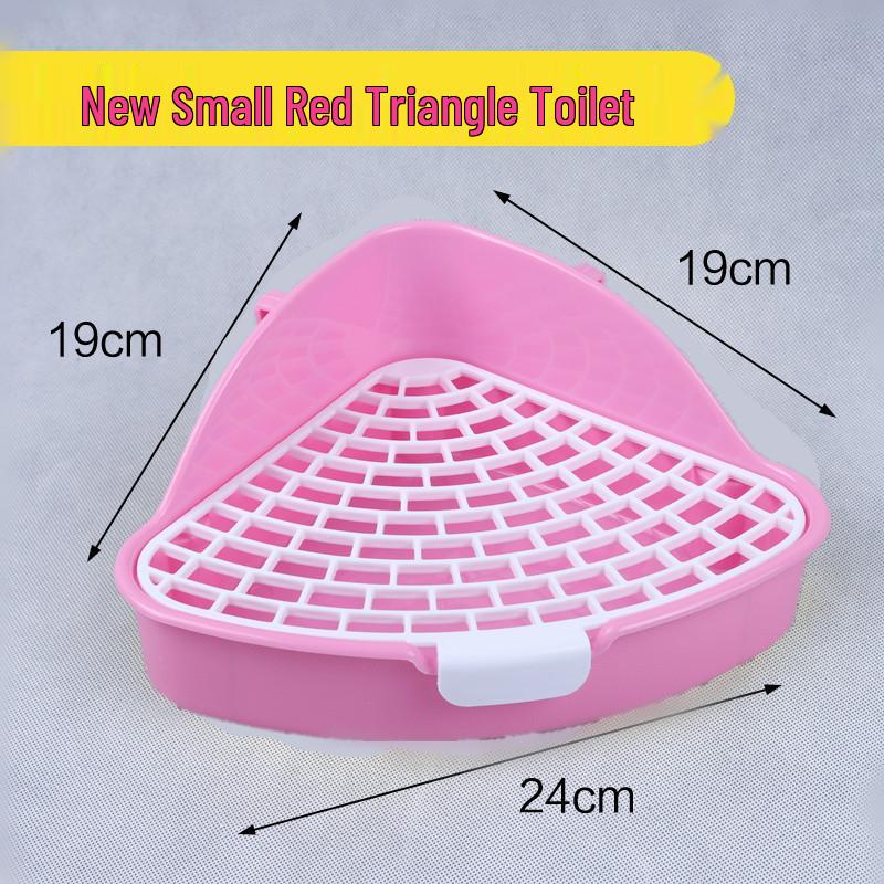 Raised Anti-Splash Triangle Pet Toilet for Rabbits, Guinea Pigs, and Chinchillas – Small and Large Sizes Available