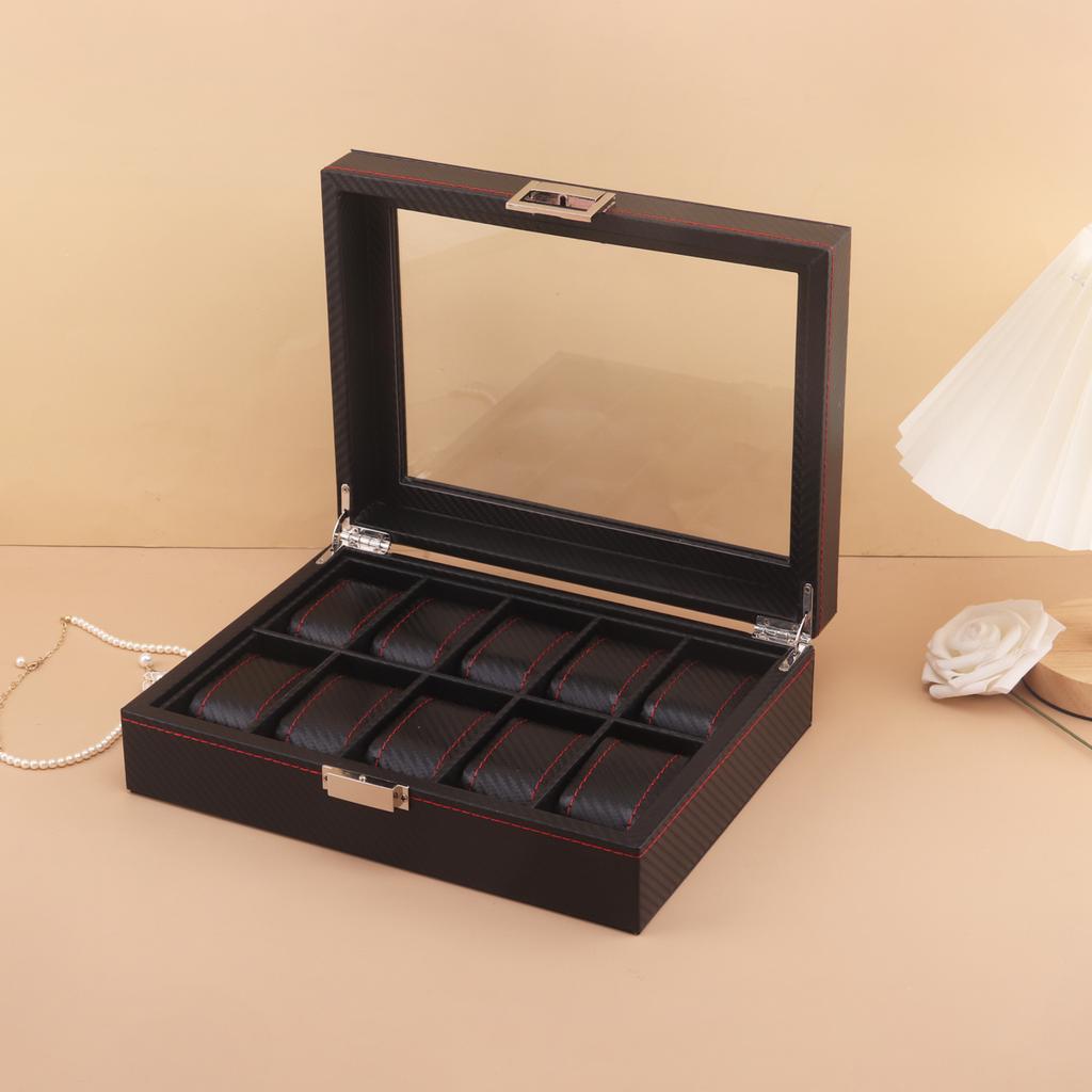 3/6/10/12 Grids Luxury Carbon Fiber Watch Boxes Watch Organizers Top Quality Boxes for Men Women Watches Jewelry Display