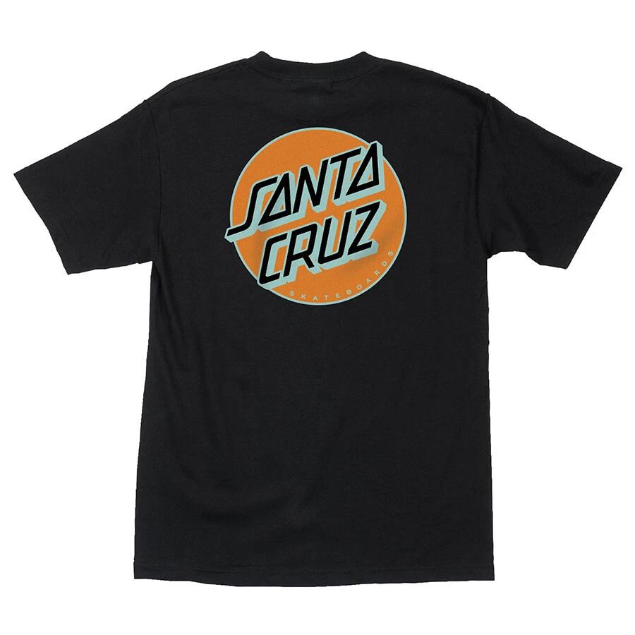 Santa Cruz OTHER DOT Skateboard T Shirt BLACK w/ORANGE/MINT Dot L