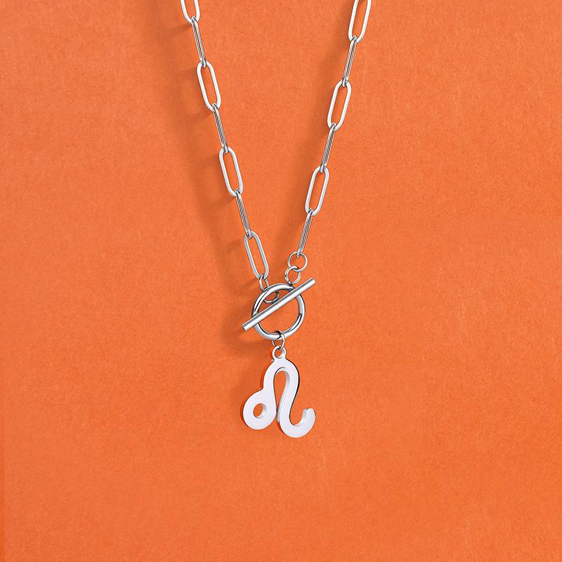 

Twelve Constellations Stainless Steel Hip Hop Necklace - Trendy European & American Street Dance Women s Clavicle Chain 18K