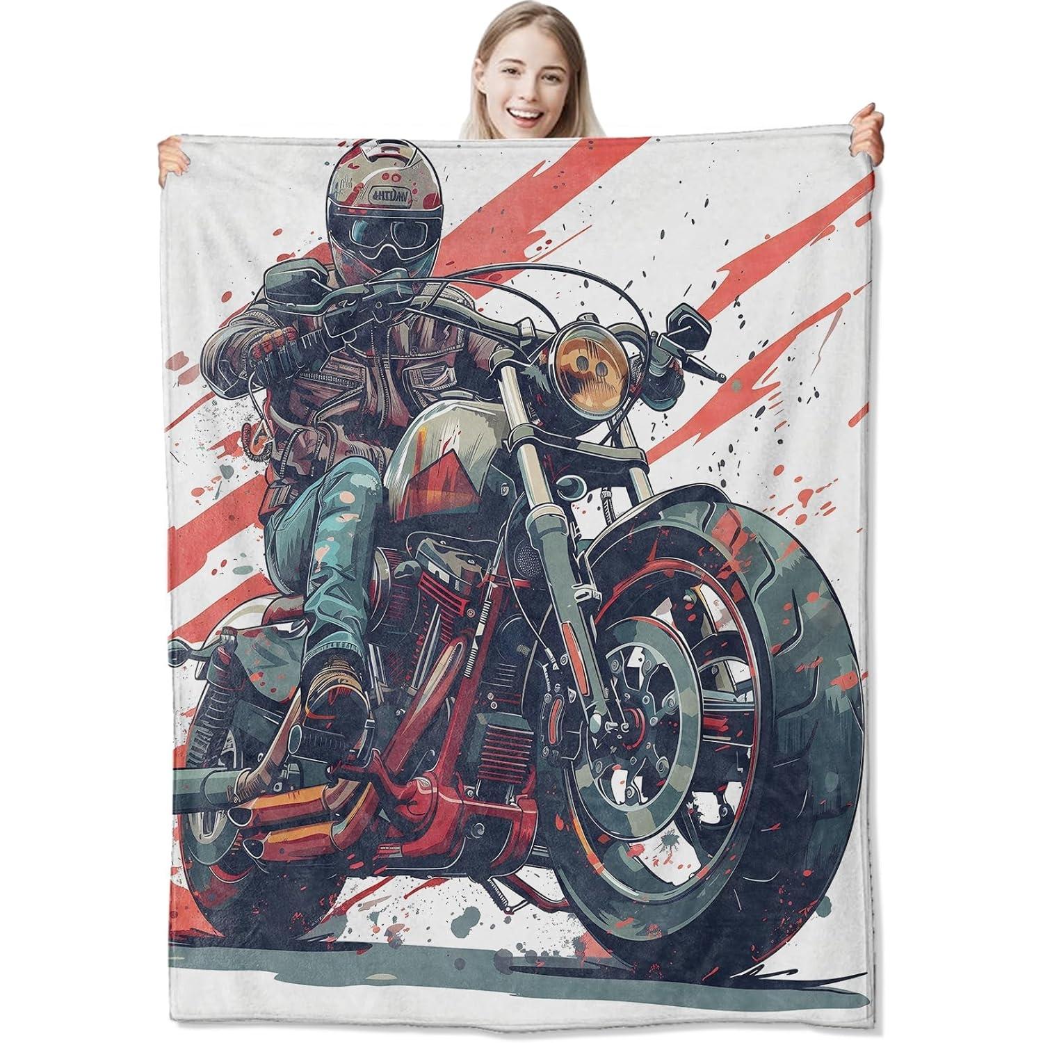 Tapestry Biker Biker Flannel Blanket 75x100