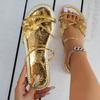 2025 spring and summer new large size women's flat casual sandals bow solid color women's slippers