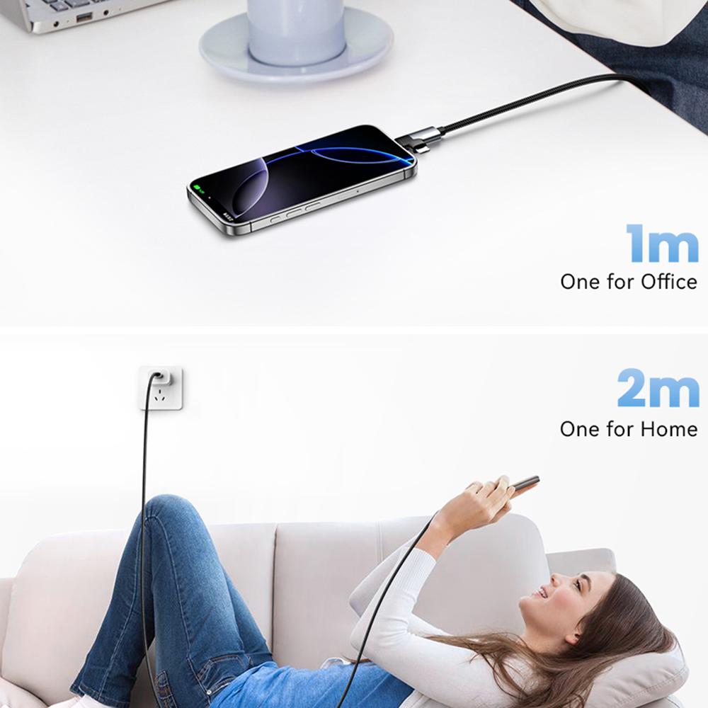 ESSAGER 2m 65W Aluminum Alloy Data Cable 2 in 1 Type-C to Type-C+M Micro Fast Charging Cable
