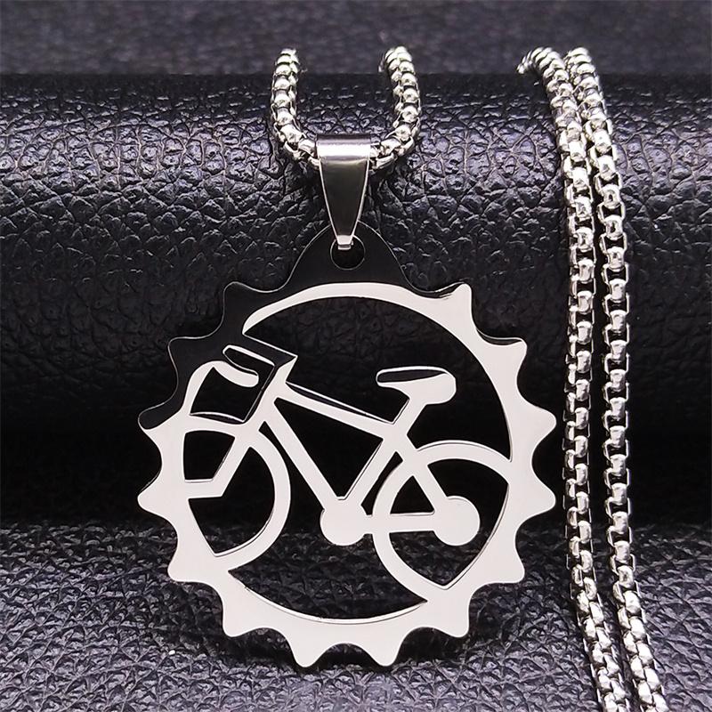 Stal Nierdzewna Wisiorek Naszyjnik Rowerowy dla Mężczyzn Kobiet Rower Kolarstwo Opona Łańcuszek Choker Biżuteria Szyjna pingente bicicleta N2654S01