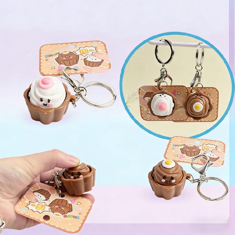 Practical Stress Relief Toy Creative Cake Themed Keyring Pocket Sized Decompression Keychain Bag Accessories