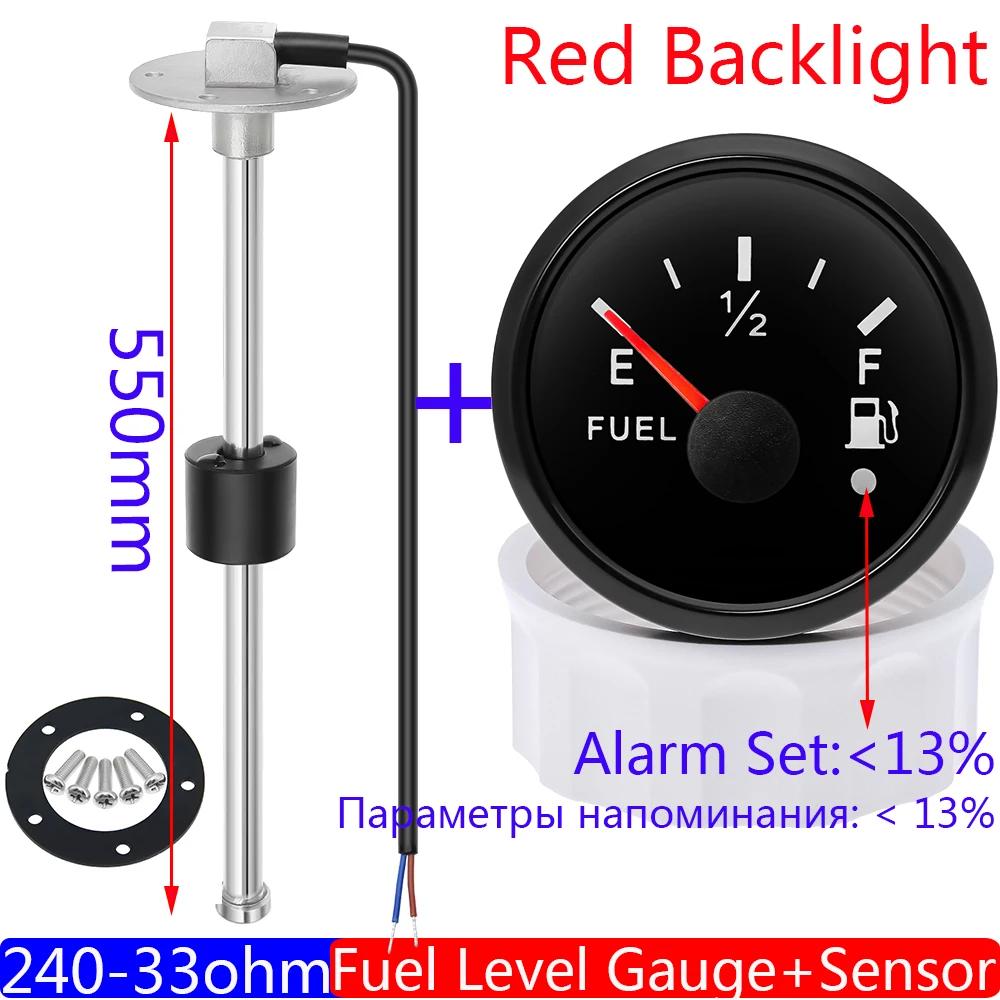 Universal Car Fuel Gauge+Fuel Level Sensor 100~600mm for 52mm Fuel Level Gauge 240-33Ohm Oil Float Level Sensor Car Boat Custom