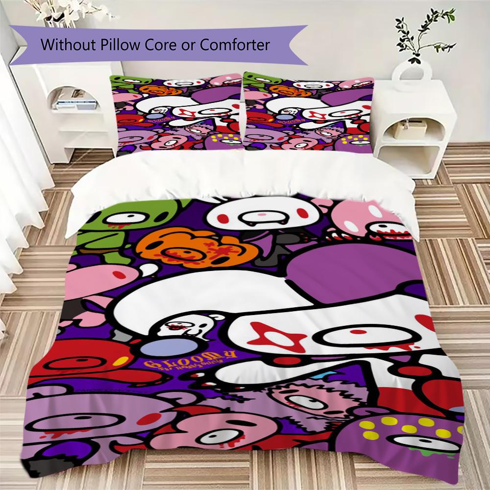 Modern Gloomy Bear Cartoon Pattern Bedding,Quilt Set Quilt Cover Pillowcase Home Birthday Gift (1*duvet Cover+2*pillowcase,without core)XSJT0917512