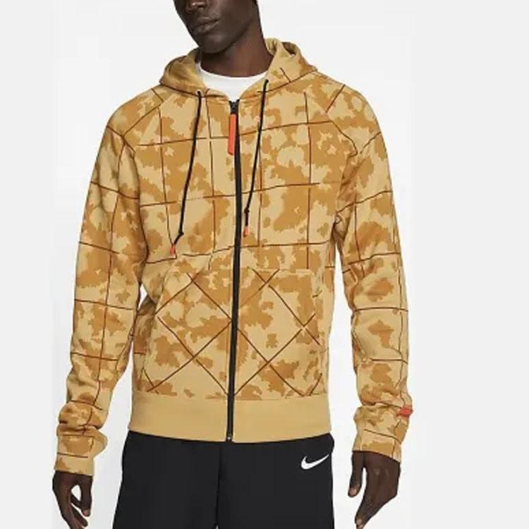Nike Camo Zip-Up Basketball Hoodie Jacket Men Jackets Yellow AT3914-723