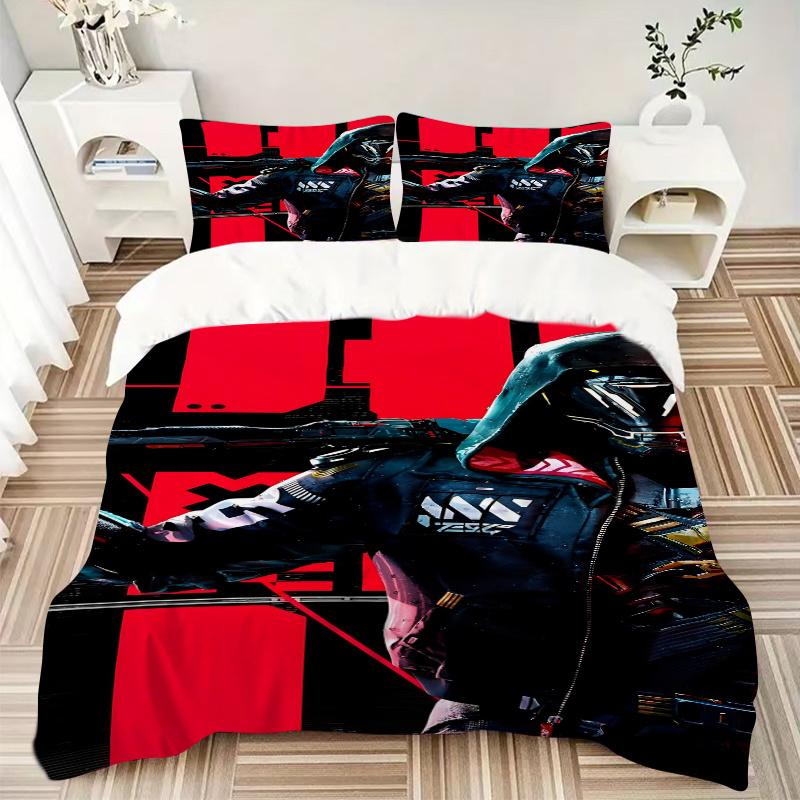 3pcs Cyberpunk 2077 Hoodie Sweatshirt Jacket-Universal Home Bedding Set-Suitable for Bedroom, Guest Room, Living Room, Hotel-Festive Gift-Pe