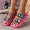 Fashion Women Slippers New Summer Print Flat Outdoor Sandals Beach Outdoor Shoes All-match Casual Large Size Slippers Home Slides Women