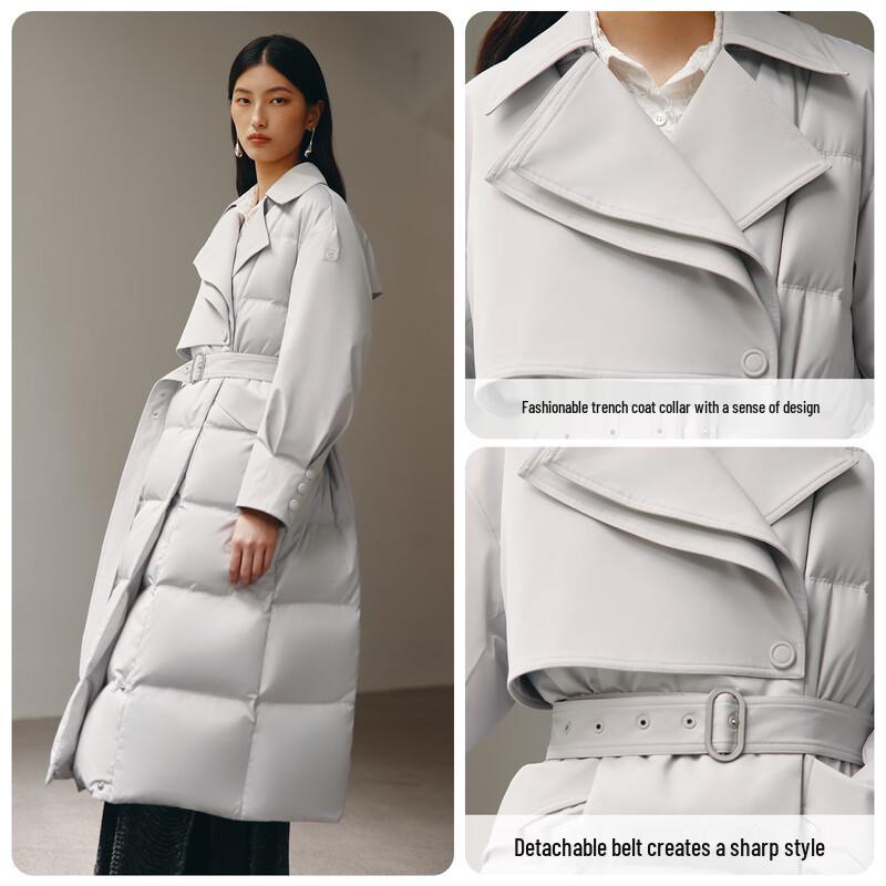 Aiyilayi Women's Trench Collar Long Goose Down Parka