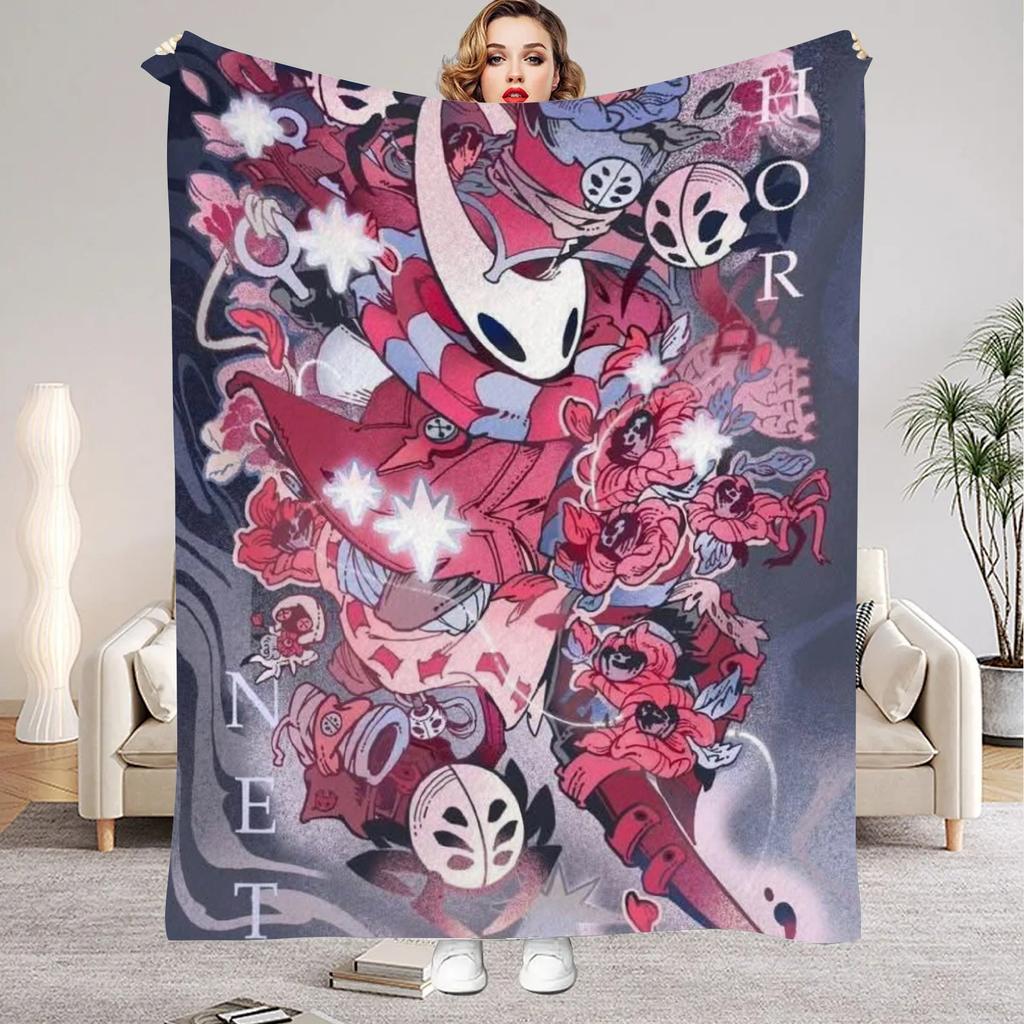 Hollow Knight Blanket Cartoon Game Printed Flannel Blanket for Home Living Room Bedroom Decor New Year Christmas Gift for Fans
