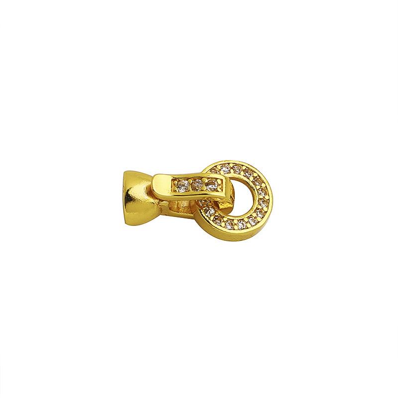 14K Gold Filled Zircon Round Connector O-Ring Square Clasp for DIY Jewelry