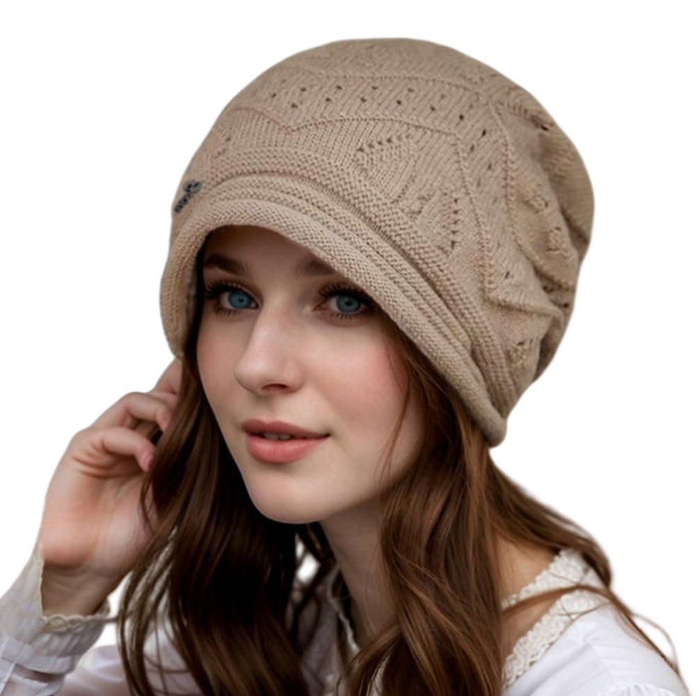 Casual Solid Color Knitted Baggy Beanie Keep Warm Thickened Oversized Winter Hat Anti-Cold Unisex Beanies Women Girl