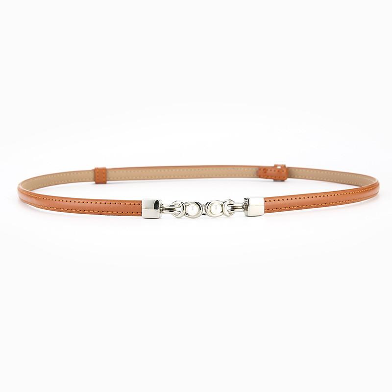 Genuine Leather Womens Adjustable Pearl Pullthrough Waist Belt For Elegant Dress And Suit Outfit
